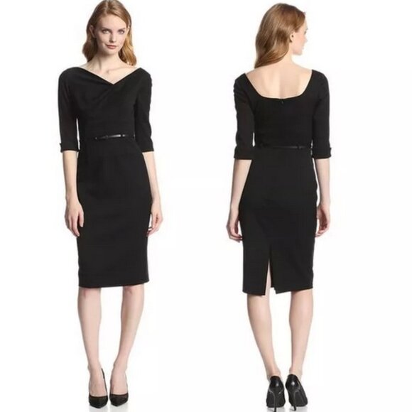 Black Halo Black Jackie O Three-Quarter Sleeve Dress - Picture 1 of 3